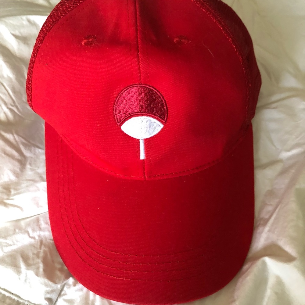 Red trucker baseball cap adjustable snap